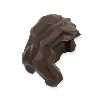 LEGO Hairstyle No. 4 - Medium length with parting hair hanging over the right shoulder - Dark Brown