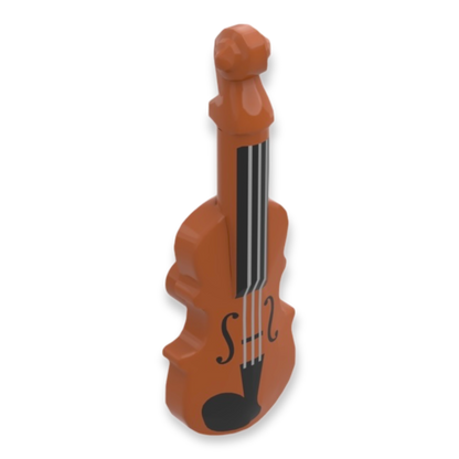 LEGO® Minifiguren-Utensil – Violine mit silbernen Saiten, schwarzem Griffbrett, F-Löchern und Kinnhalter