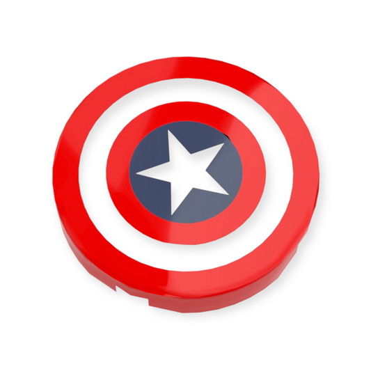 Tuile ronde LEGO 2x2 - Logo Captain America