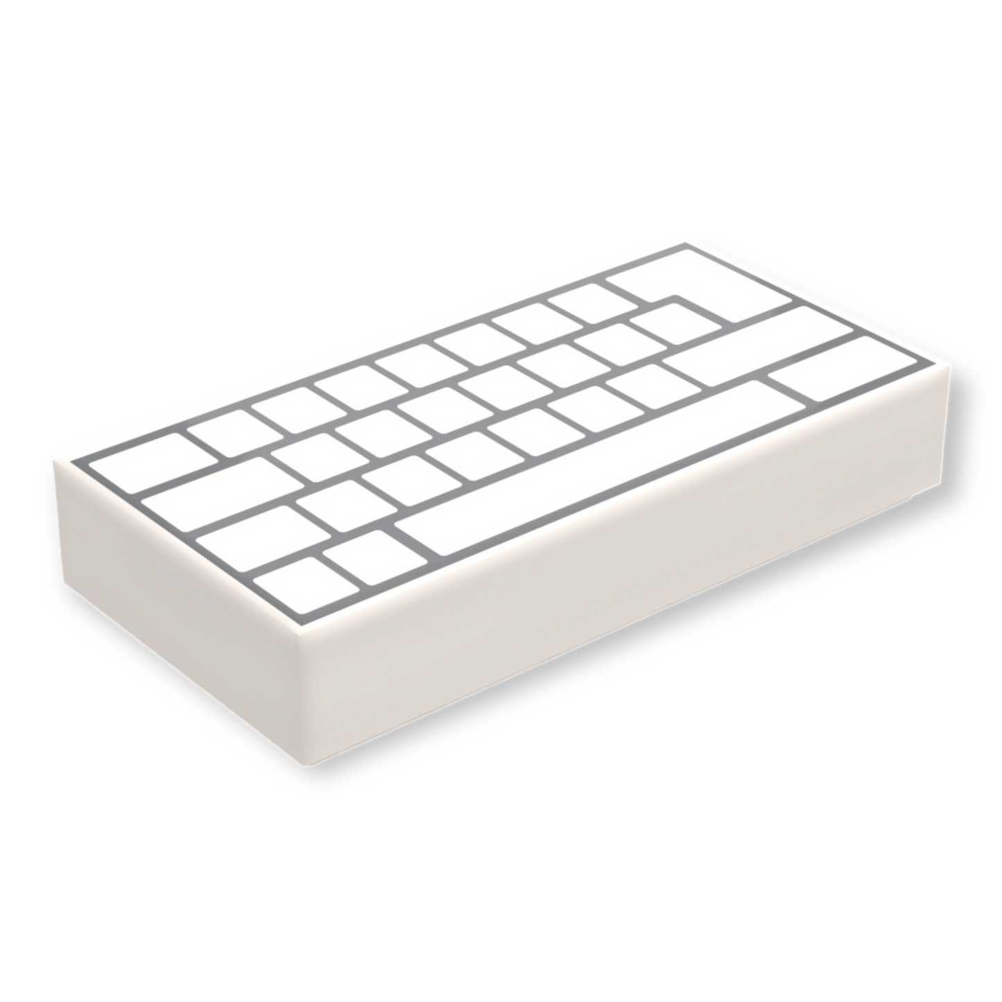 LEGO 1x2 Tile - Tastatur in Weiß