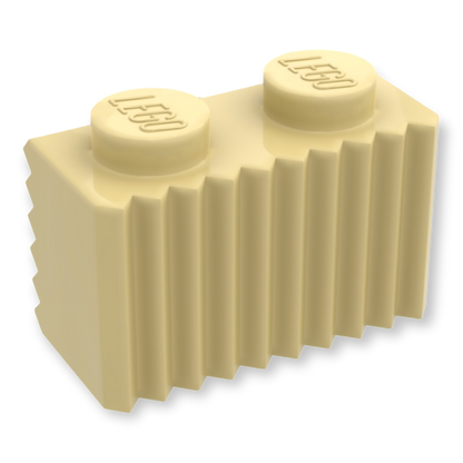 LEGO Brick Modified 1x2 - Grill / Fluted Profile in Tan