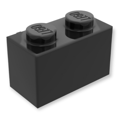 LEGO Brick Modified 1x2 - mit Open O Clip (Vertikal) in Black