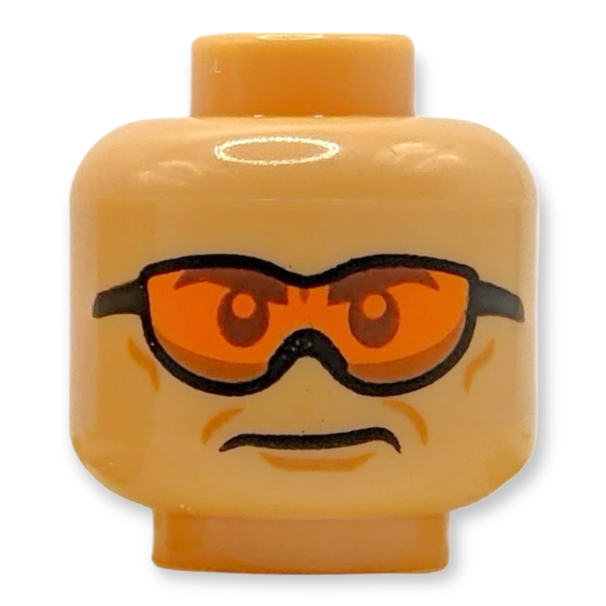 LEGO Minifiguren Kopf - 3878 Doppelseitige schwarze Augenbrauen orangene Brille