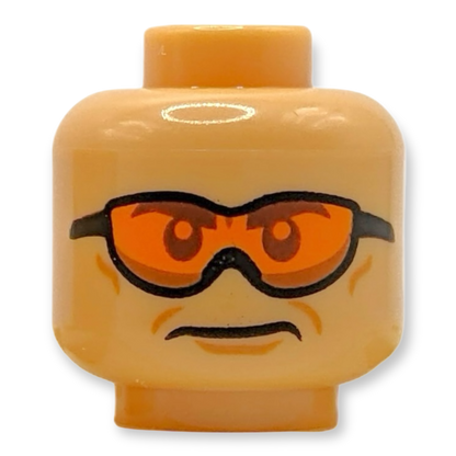 LEGO Minifiguren Kopf - 3878 Doppelseitige schwarze Augenbrauen orangene Brille