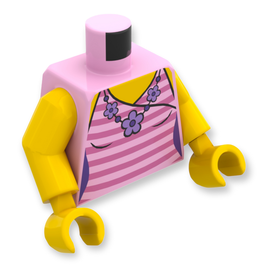 LEGO Torso - 2923 Female Top with Dark Pink Stripes and Flowers