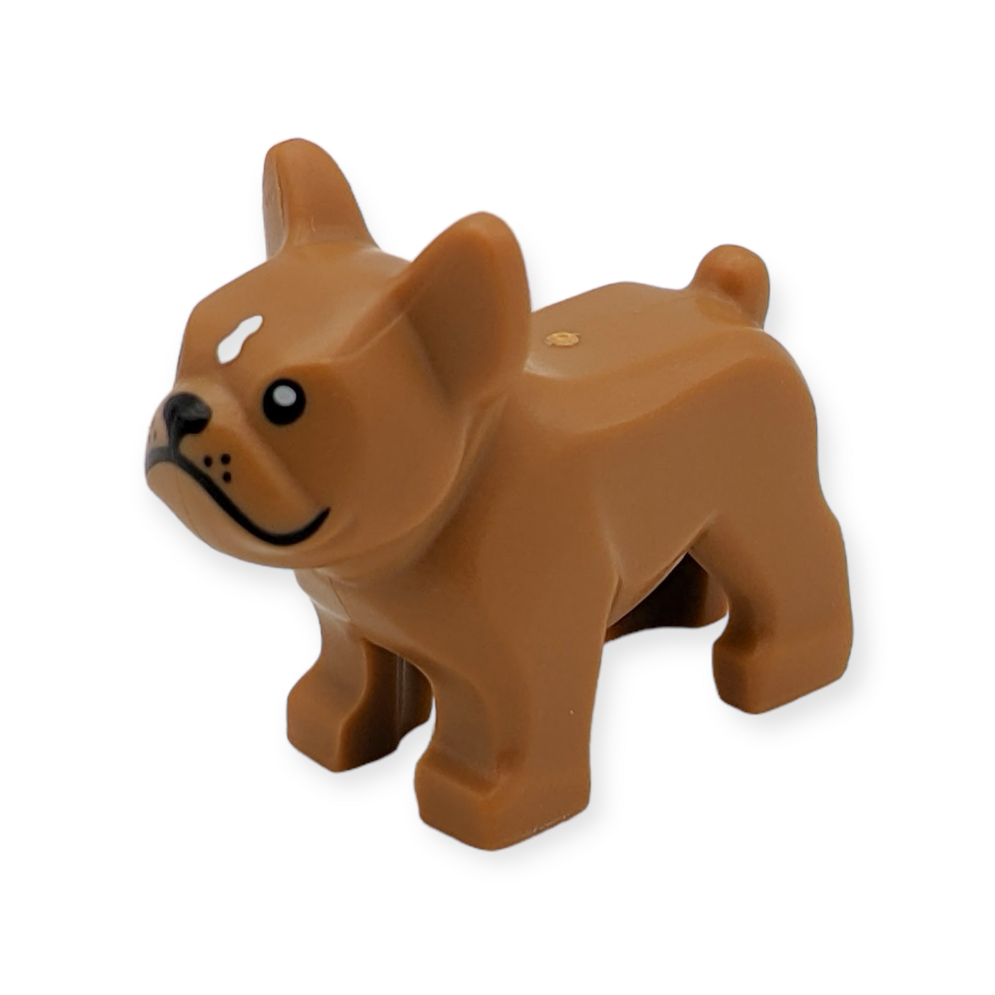 LEGO Hund - French Bulldog with Black Eyes Nose Mouth in Medium Nougat –