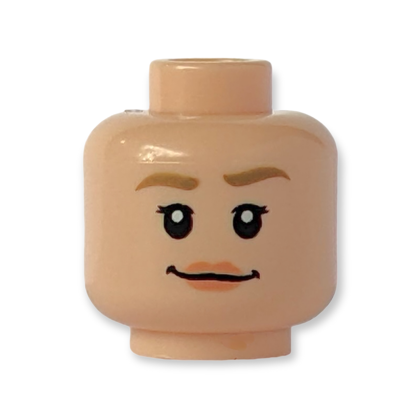 LEGO Head - 3459 Doppelseitig Dunkelbraune Augenbrauen Lippen in Nougat Lächeln mit offenem Mund und Zähnen