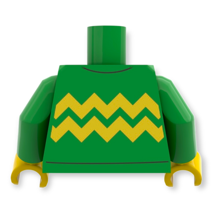 LEGO Torso 5997 Heller Grüner Pullover mit Hellgelben Zickzack-Linien