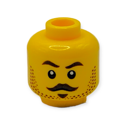 LEGO Head- 3909 Dual Sided Male Dark Brown Eyebrows, Mustache