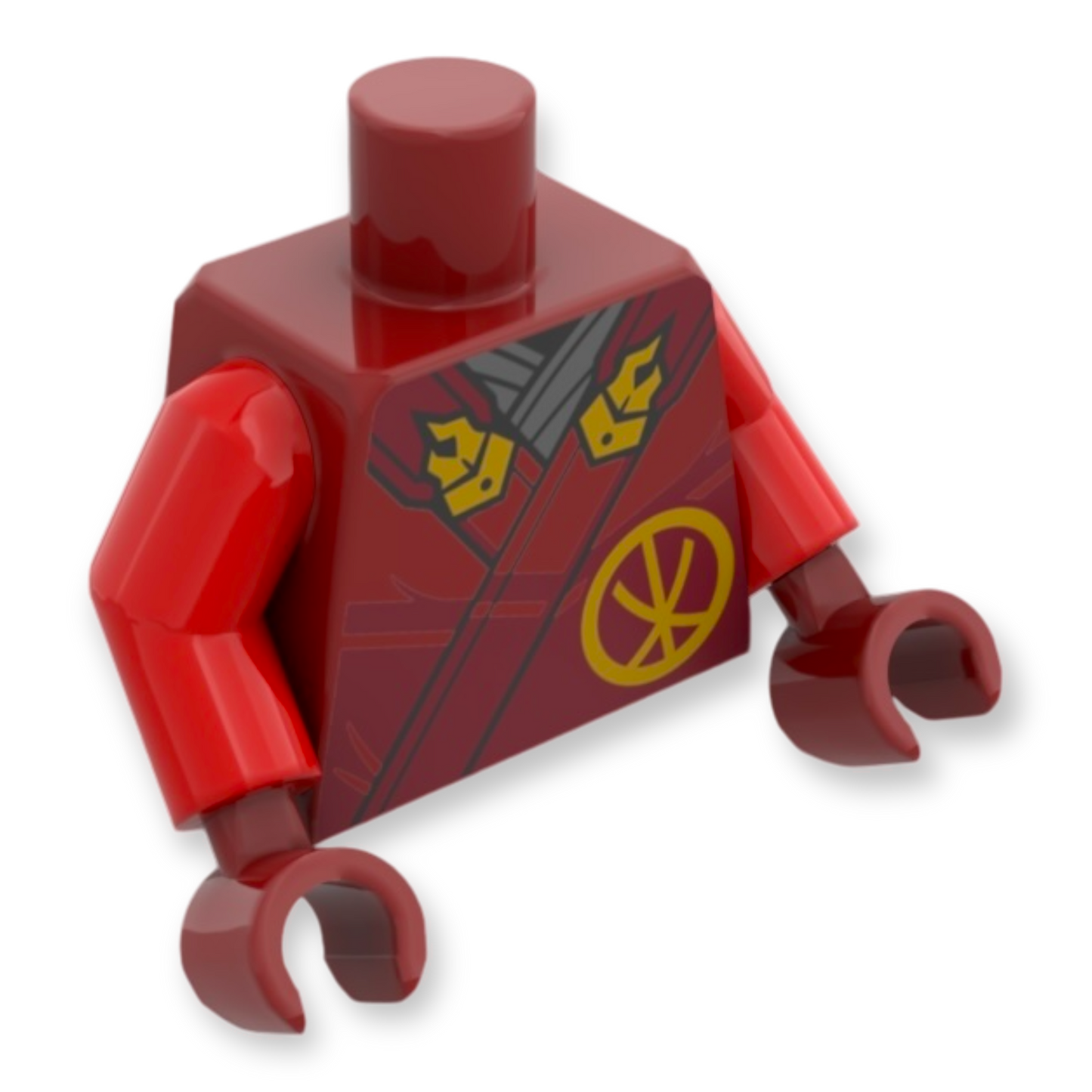 LEGO Torso - 6559 Robe mit dunkelroten Riemen/goldenen Schnallen / Ninjago-Logogramm