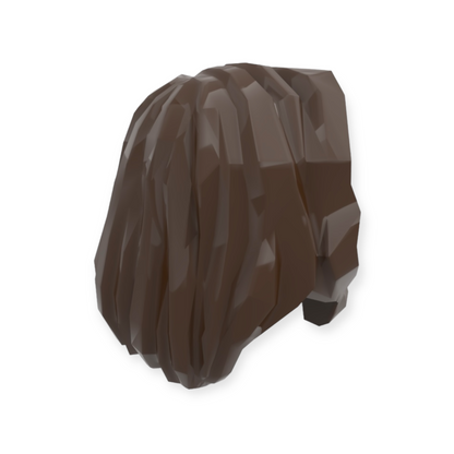 LEGO Frisur Nr 4 - Mittellang mit Scheitel Haare hängen über die rechte Schulter - Dark Brown