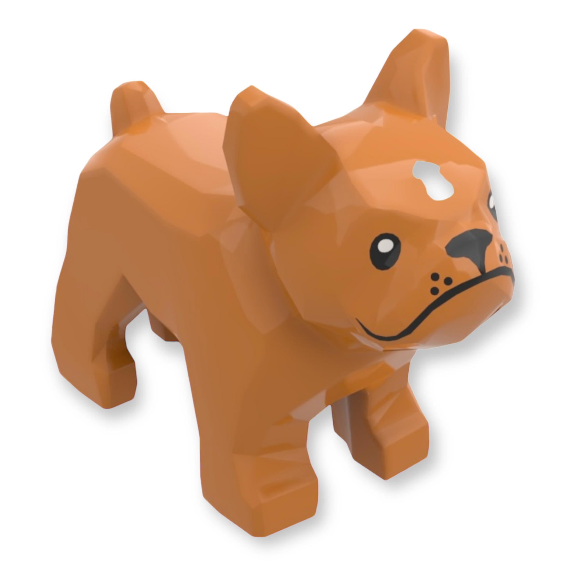 LEGO Hund - French Bulldog with Black Eyes Nose Mouth in Medium Nougat