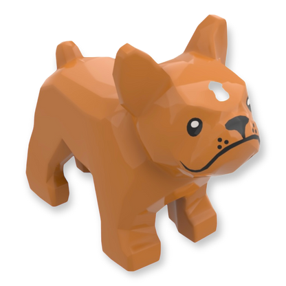 LEGO Hund - French Bulldog with Black Eyes Nose Mouth in Medium Nougat