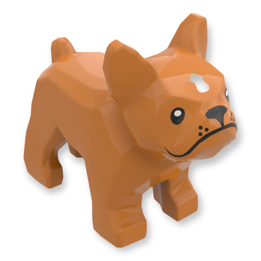 LEGO Hund - French Bulldog with Black Eyes Nose Mouth in Medium Nougat