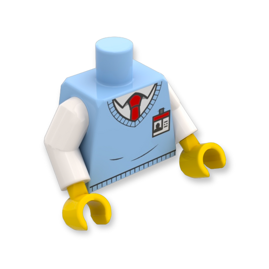 LEGO Torso - 6948 Strickweste mit Ausweis über weißem Hemd mit Krawatte