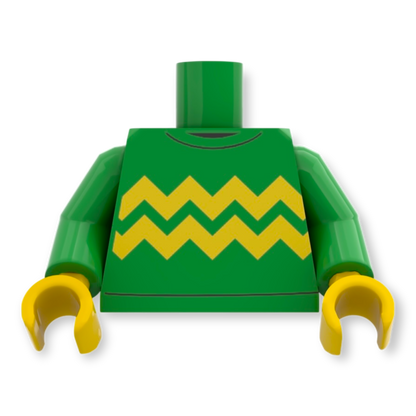 LEGO Torso 5997 Heller Grüner Pullover mit Hellgelben Zickzack-Linien