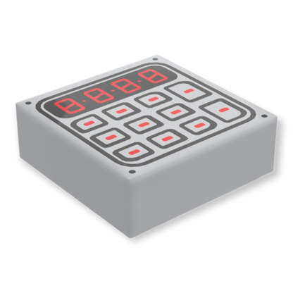 LEGO Tile 1x1 - mit schwarzem und rotem digitalen Tastenfeld-Aufdruck