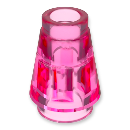 Cône LEGO 1x1 avec rainure supérieure en rose foncé transparent