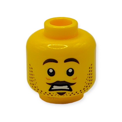 LEGO Head- 3909 Dual Sided Male Dark Brown Eyebrows, Moustache