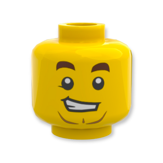 LEGO Head - 2601 Brown Eyebrows Lopsided Grin