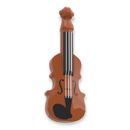 LEGO® Minifiguren-Utensil – Violine mit silbernen Saiten, schwarzem Griffbrett, F-Löchern und Kinnhalter