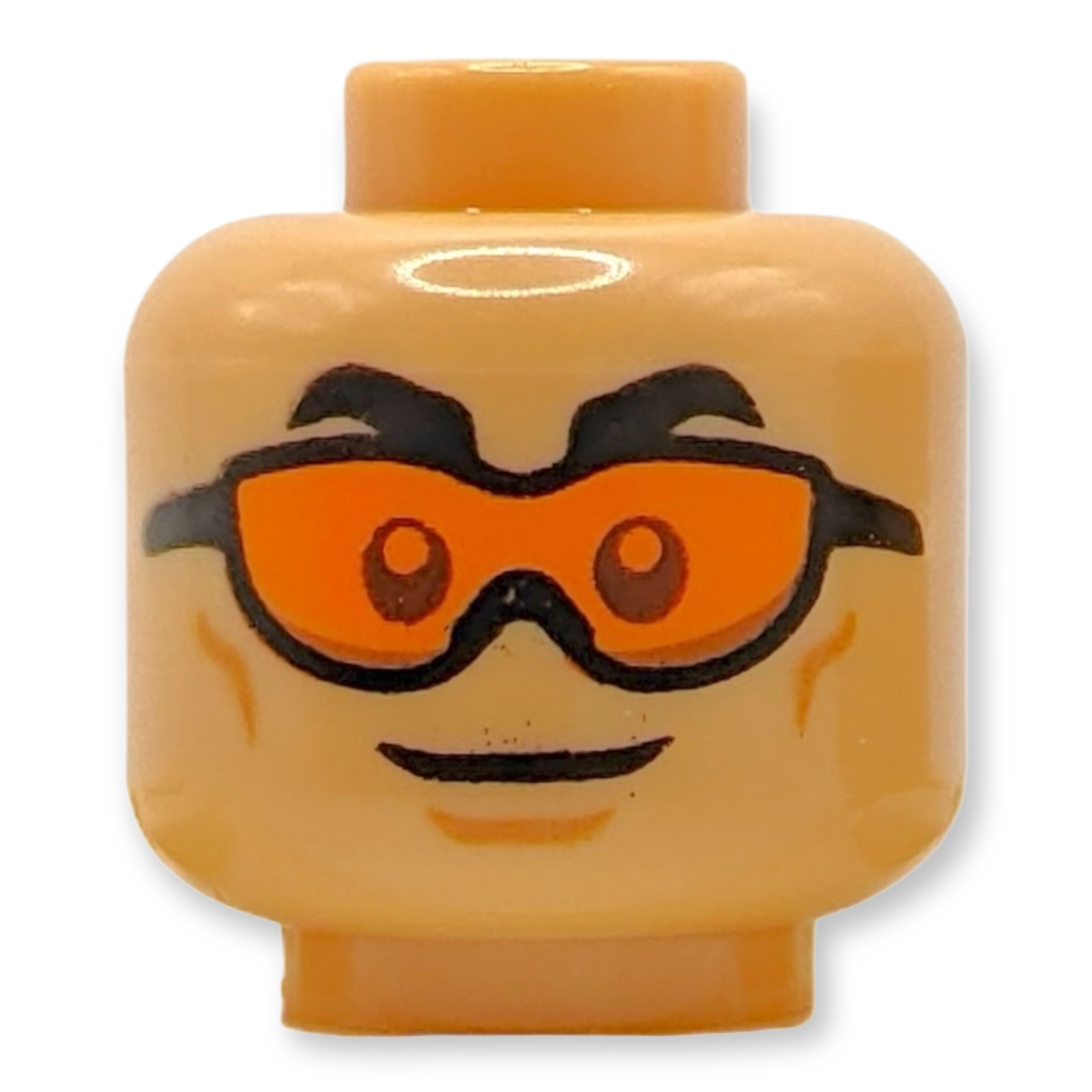 LEGO Minifiguren Kopf - 3878 Doppelseitige schwarze Augenbrauen orangene Brille