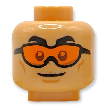 LEGO Minifiguren Kopf - 3878 Doppelseitige schwarze Augenbrauen orangene Brille