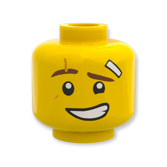 LEGO Head - 2256 Dual Sided Reddish Brown Eyebrows