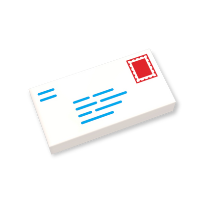 LEGO Tile 1x2 - Briefumschlag mit Adresse und Stempel