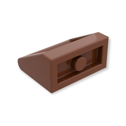 LEGO Tile Modified 1x2 with Bar Handle in Reddish Brown