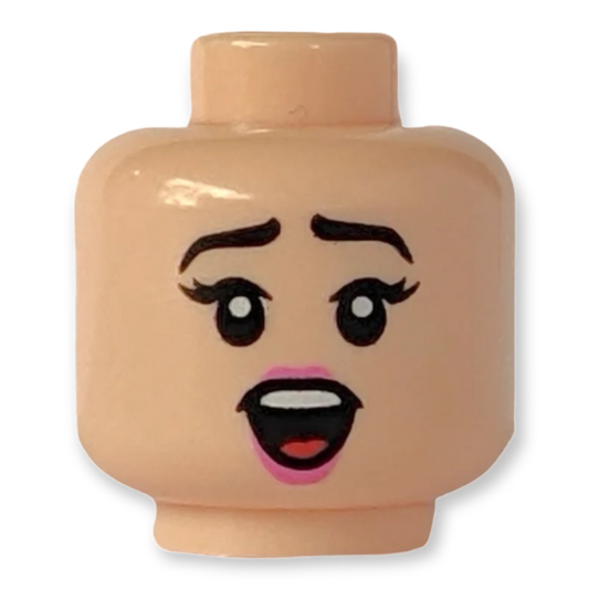 LEGO Head - 3465 Female black eyebrows dark pink lips