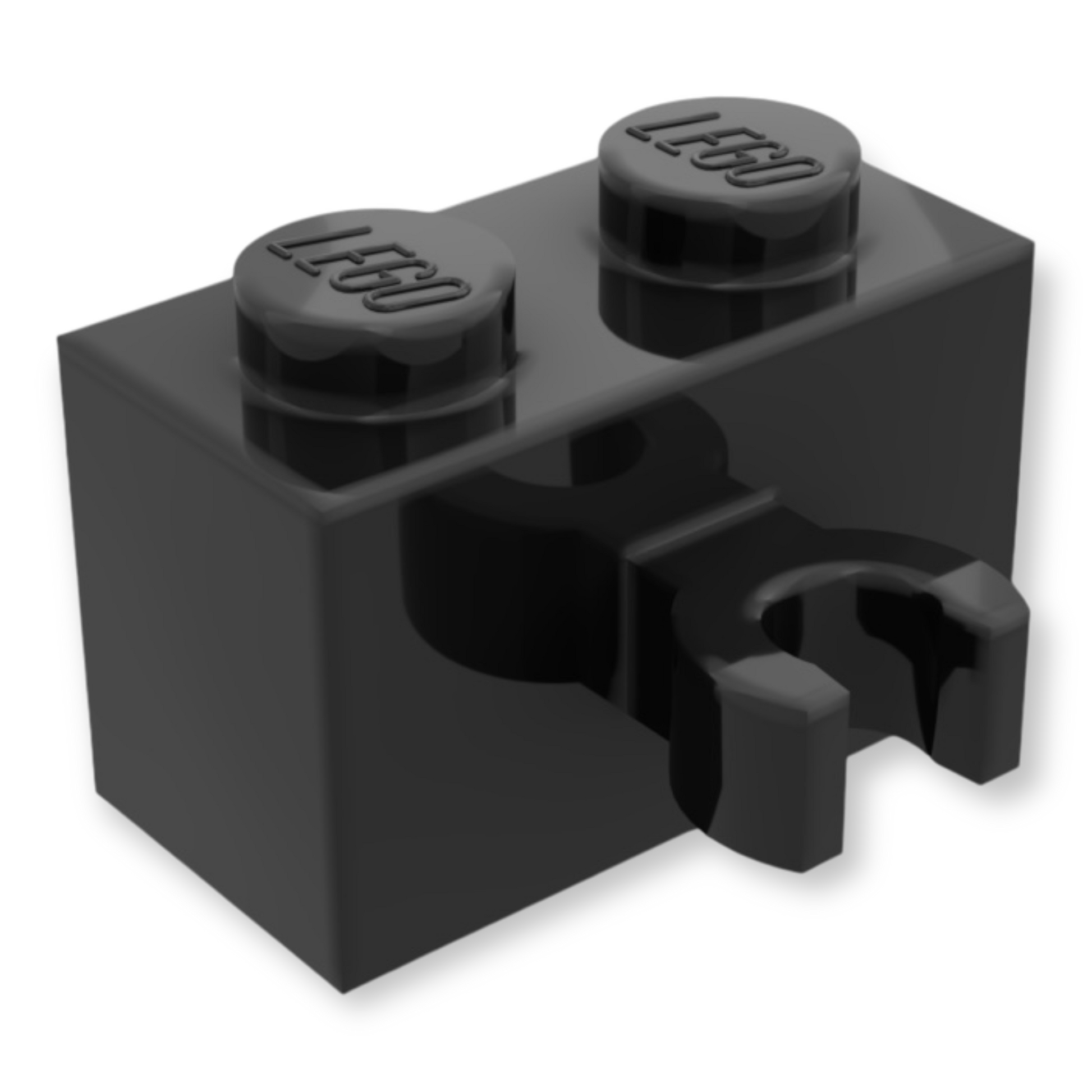 LEGO Brick Modified 1x2 - mit Open O Clip (Vertikal) in Black