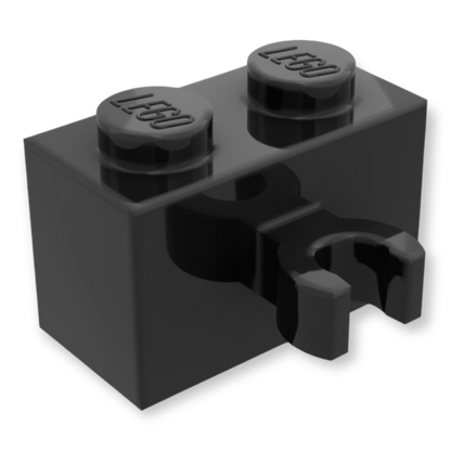 LEGO Brick Modified 1x2 - mit Open O Clip (Vertikal) in Black