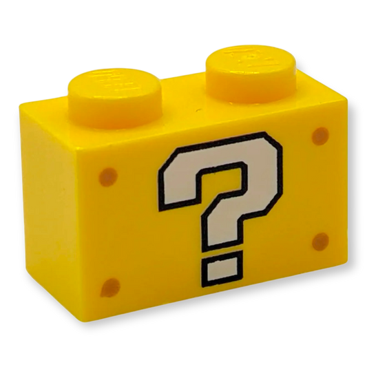 LEGO Brick 1x2 Yellow - White Question Mark