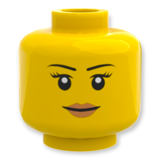 LEGO Head - 1580 Dünne schwarze Augenbrauen und Lippen in Nougat