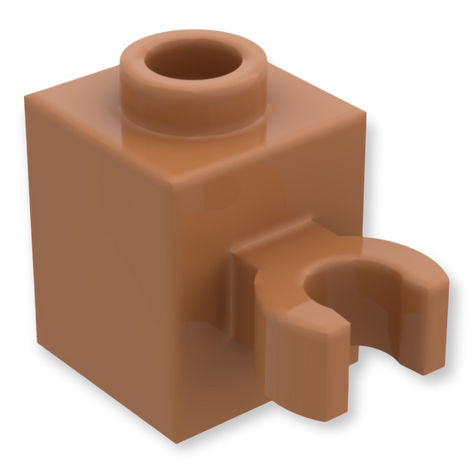 LEGO Brick Modified 1x1 mit Clip Vertical - Medium Nougat