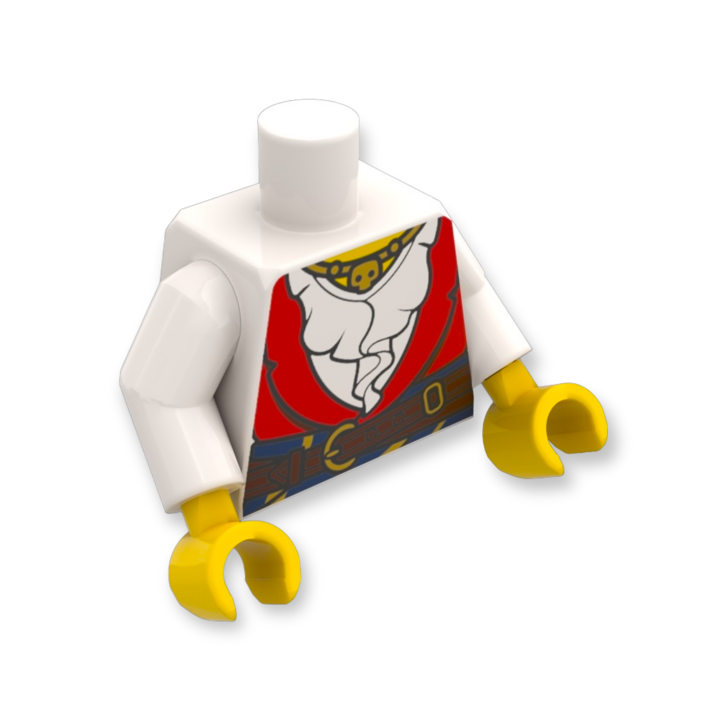 LEGO Torso - 6635 Piratin mit weißem Rüschenhemd mit Weste und Schärpe