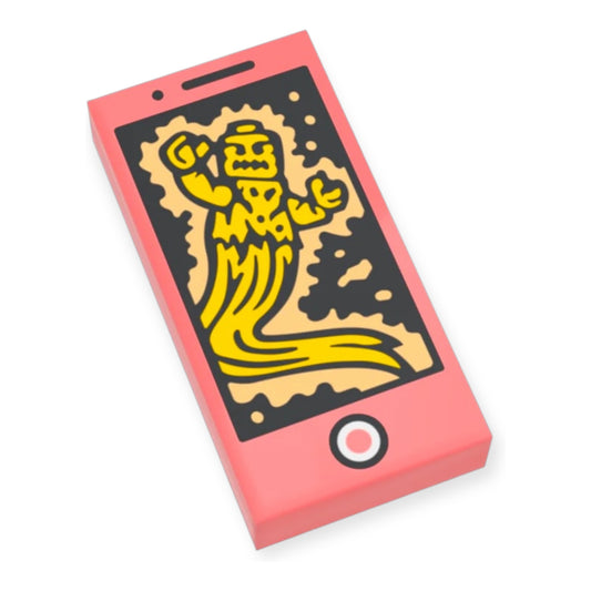 LEGO Fliese 1x2  - Smartphone in Coral mit Geist