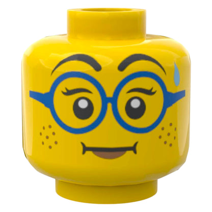 LEGO Minifiguren Kopf 3923 - mit Brille lächelnd und nervös