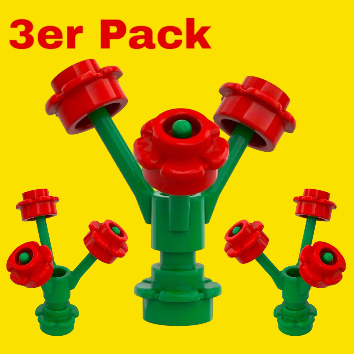 3 LEGO® Blumen - Blüte Rot