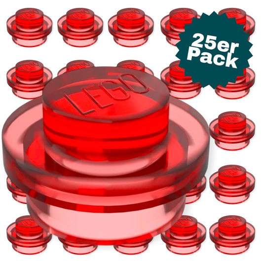 25er Pack LEGO 1x1 Rund in Transparent-Rot