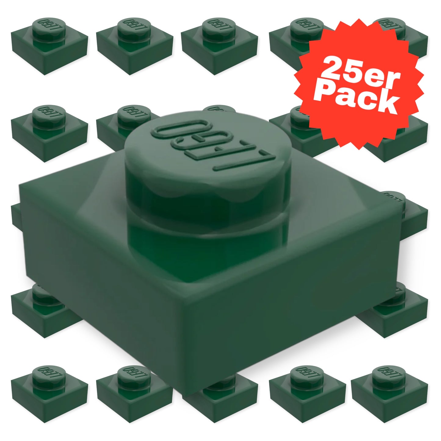 25er Pack LEGO Platte 1x1 in Dunkelgrün