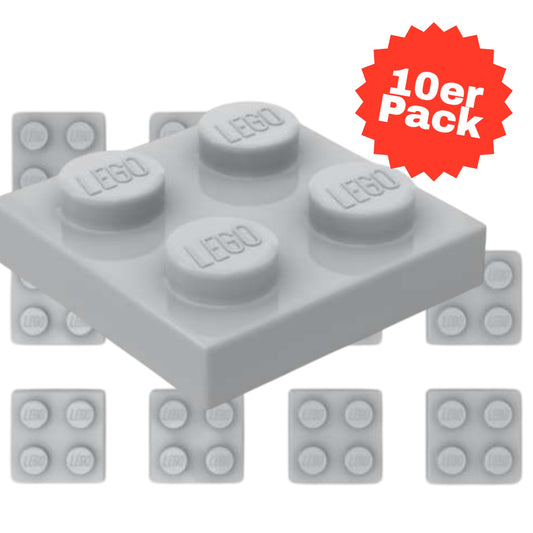 10er Pack LEGO 2x2 Platte in Hellgrau