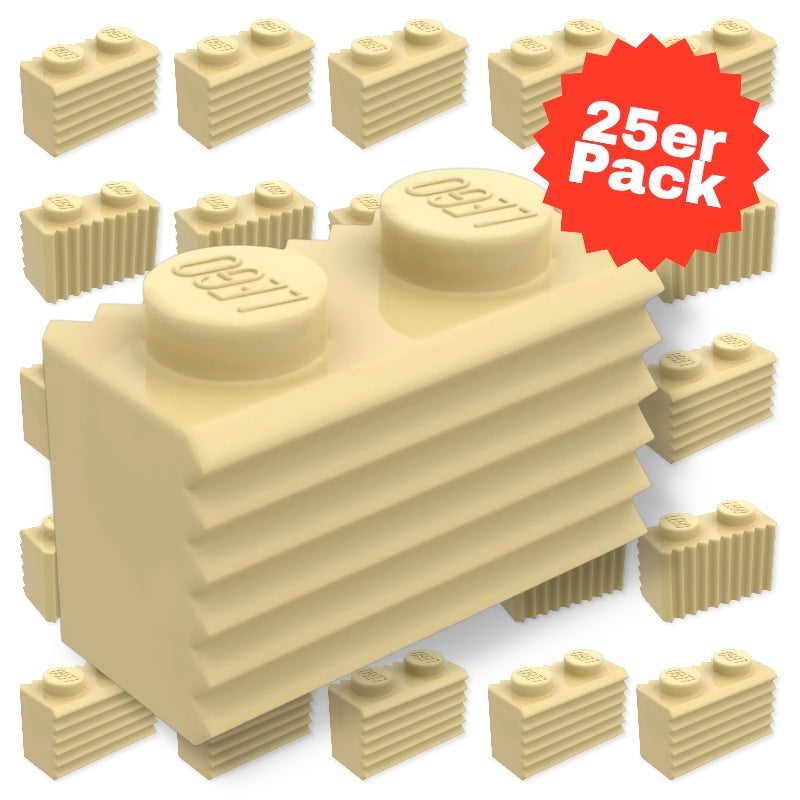 25er Pack LEGO® 1x2 Stein Gitter/Geriffelt in Beige