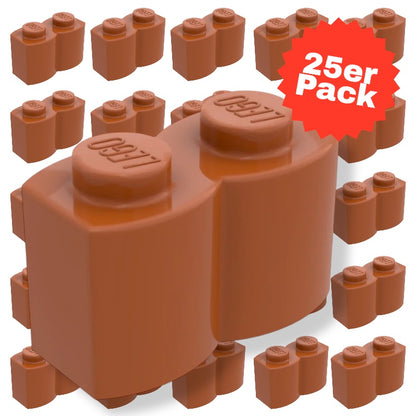 25er Pack LEGO® Stein mit Holzstammprofil in Dunkelorange