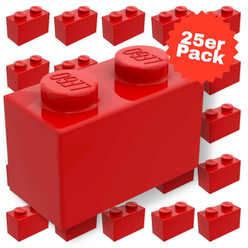 25er Pack LEGO® Stein 1x2 in Rot