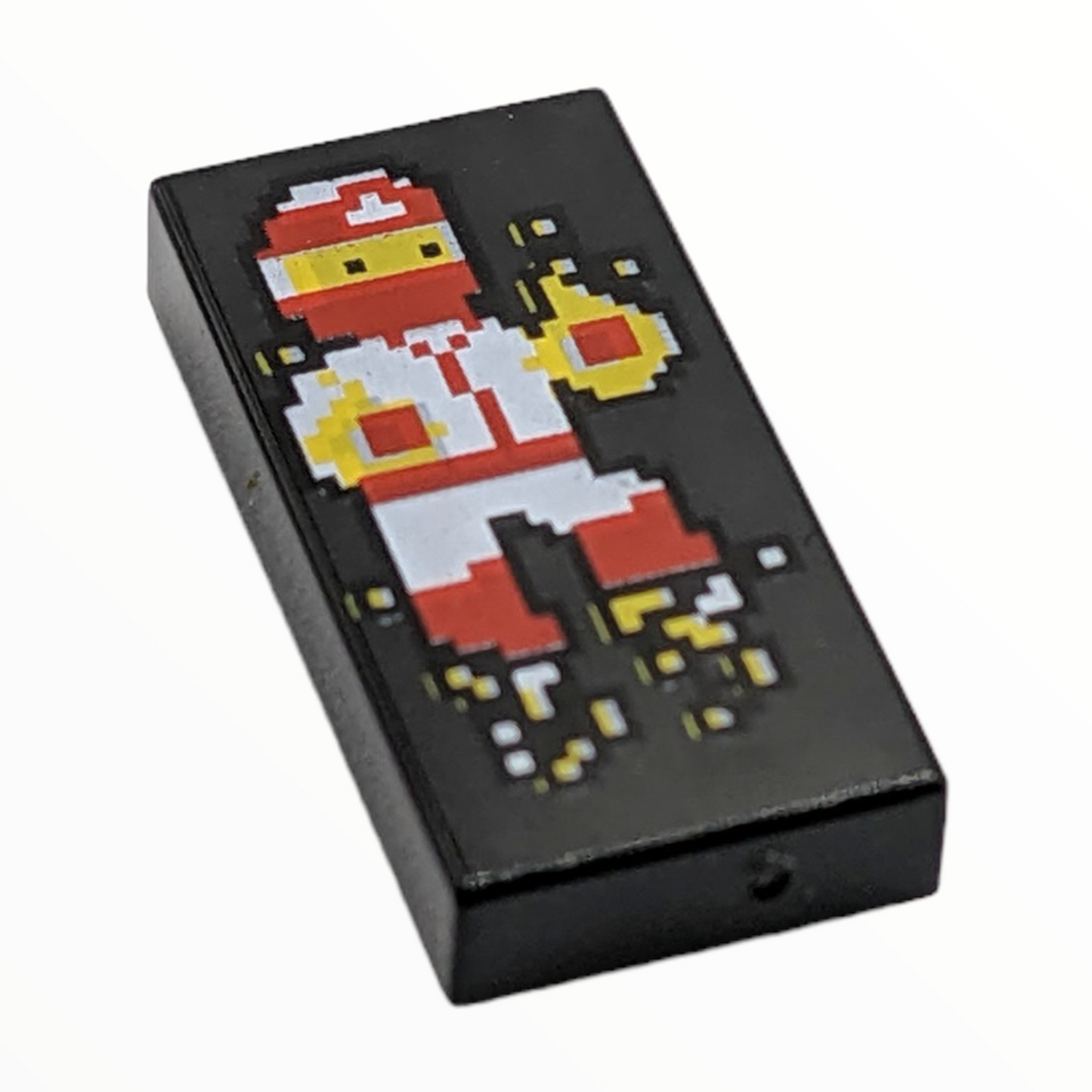 LEGO Tile 1x2 - Pixelated Red and White Ninja